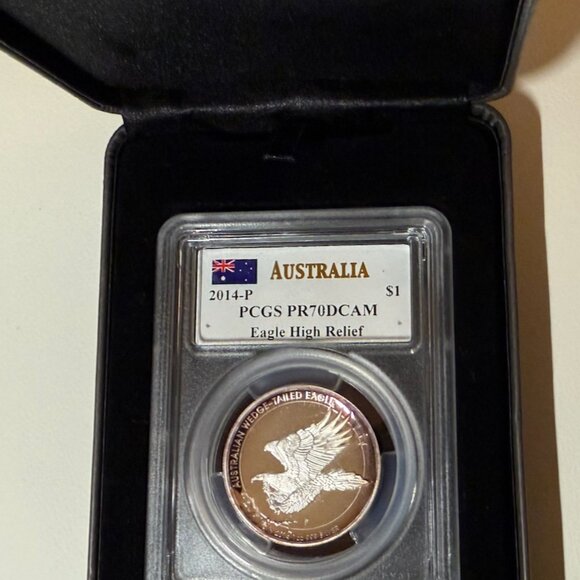 2014-P Australian Wedge-Tailed Eagle High Relief Silver PCGS PR70 DCam, signed - Picture 2 of 9